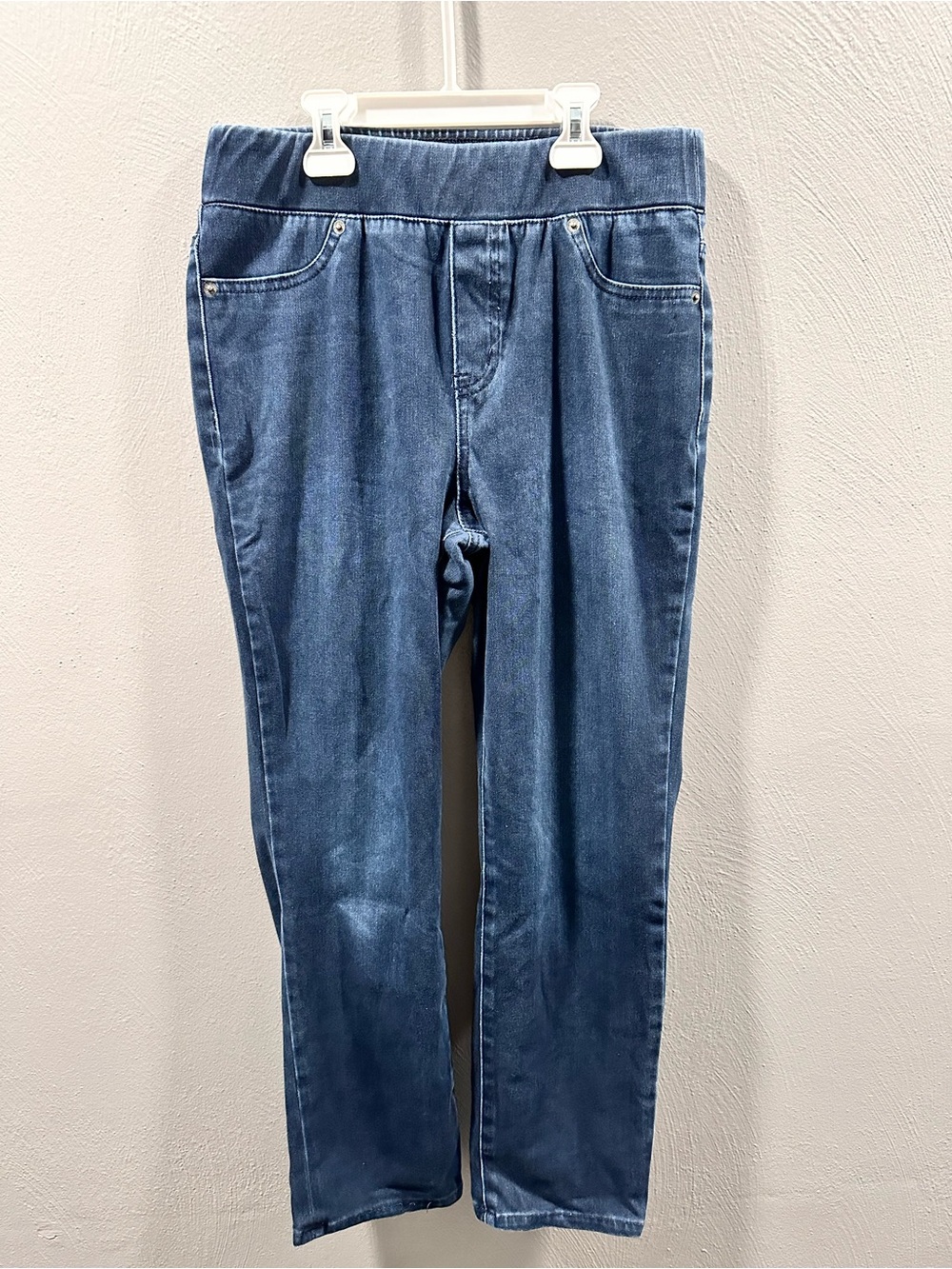 LOGO by Lori Goldstein Midwash Blue Straight-Leg Pull-On Jeans